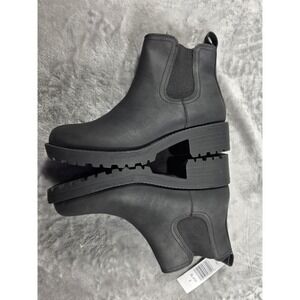 Buffalo David Bitton Anna Chelsea Boot Women 8 Black Water Repellant‎ Lug Sole